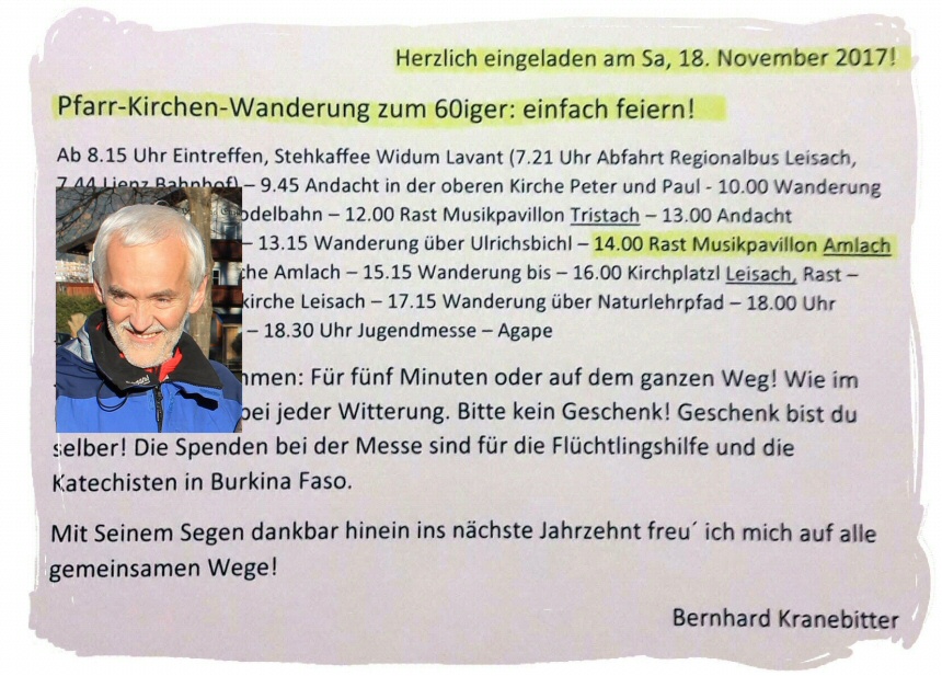Eine „Nachbetrachtung“ zur Pfarrwanderung Dekan Kranebitters