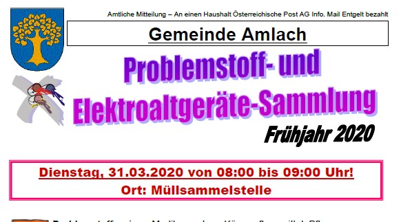 ***ACHTUNG*** Problemstoffsammlung am 31.032020 wird auf einen späteren Zeitpunkt verschoben!!!