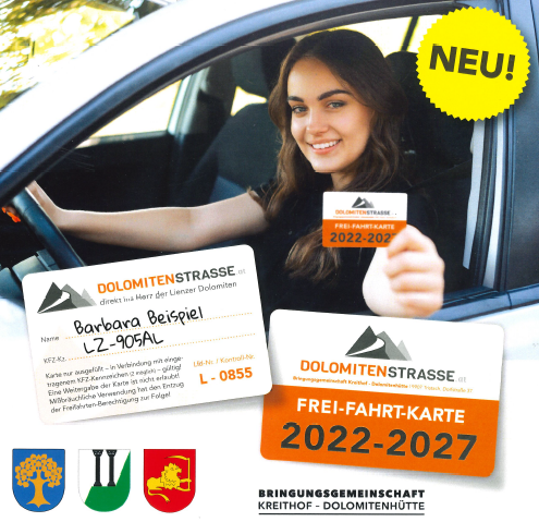 ***NEU*** Dolomitenstrasse FREI-FAHRT-KARTE